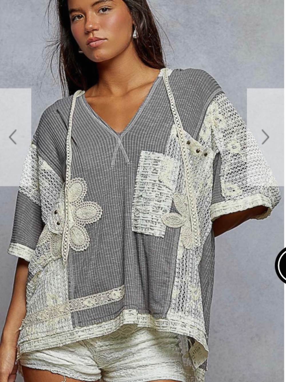 NWT POL Gray Pullover Hoodie w/Embroidered Design